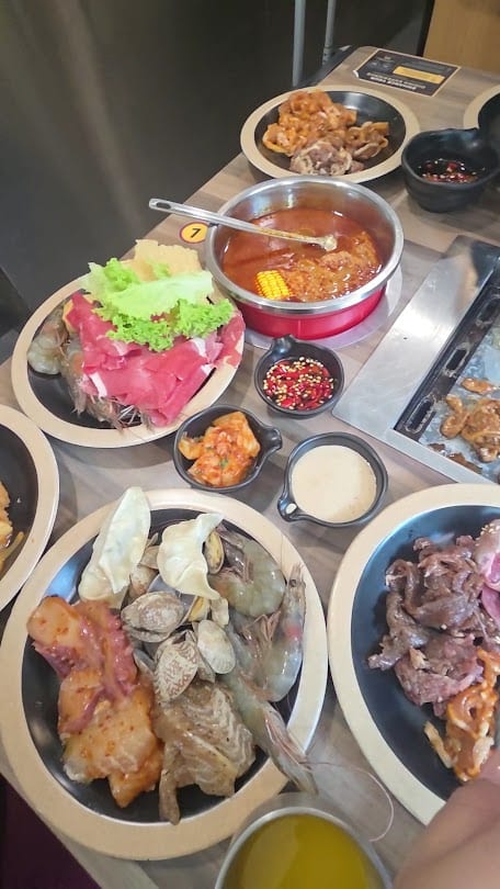 Seoul Garden BBQ and hotpot spread